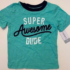 Carters Boys T-Shirt Siz 3T NWT Super Awesome Dude